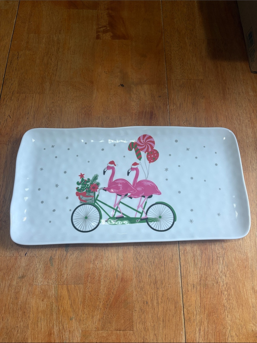 HOLIDAY FLAMINGO MELAMINE TRAY